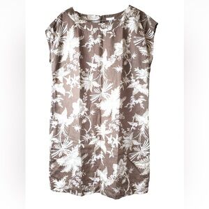 J. Jill LOVE LINEN Dress Womens 100% Linen Shift Loose Fit Floral Brown - Large